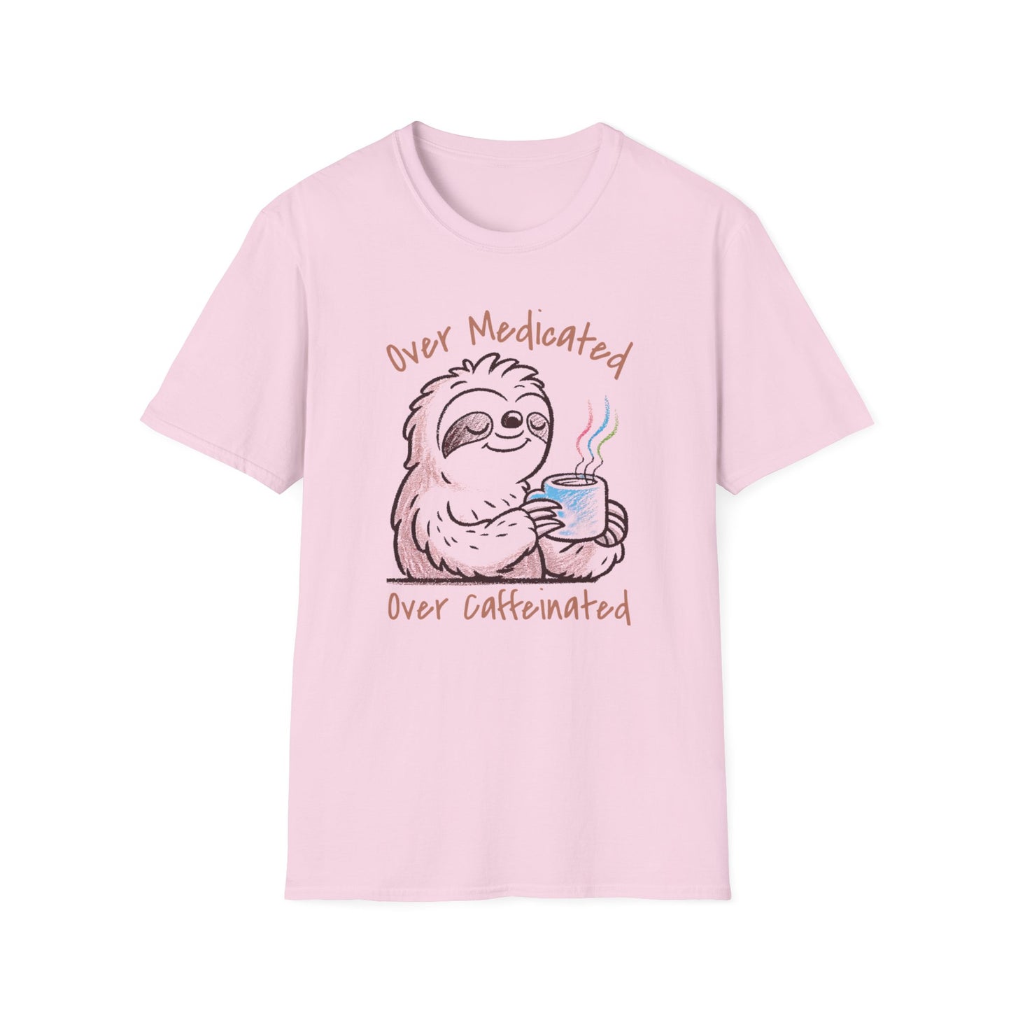 Over Medicated Over Caffeinated Tee – Chronic Illness Humor Shirt