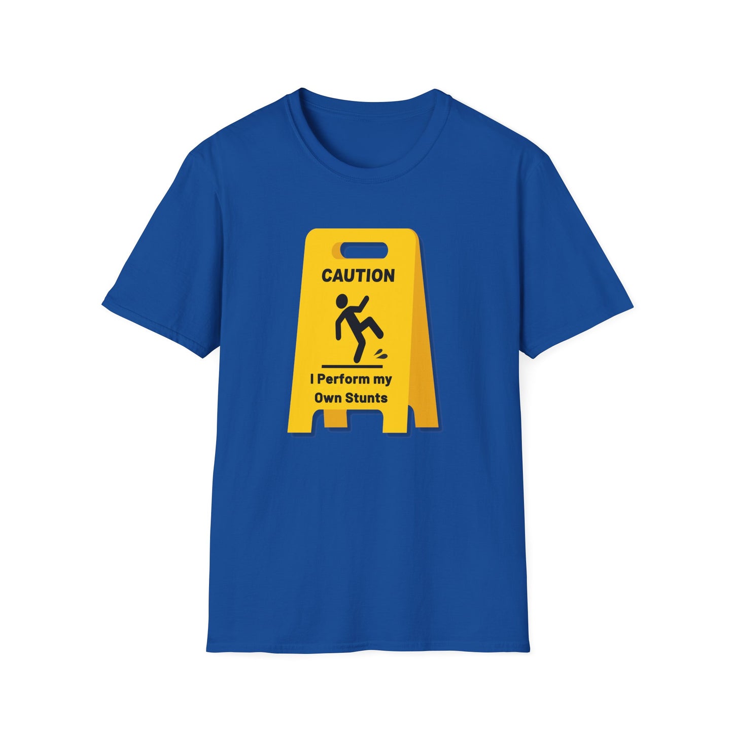 Caution I Perform All My Own Stunts Funny Falling Tee (Version 2)