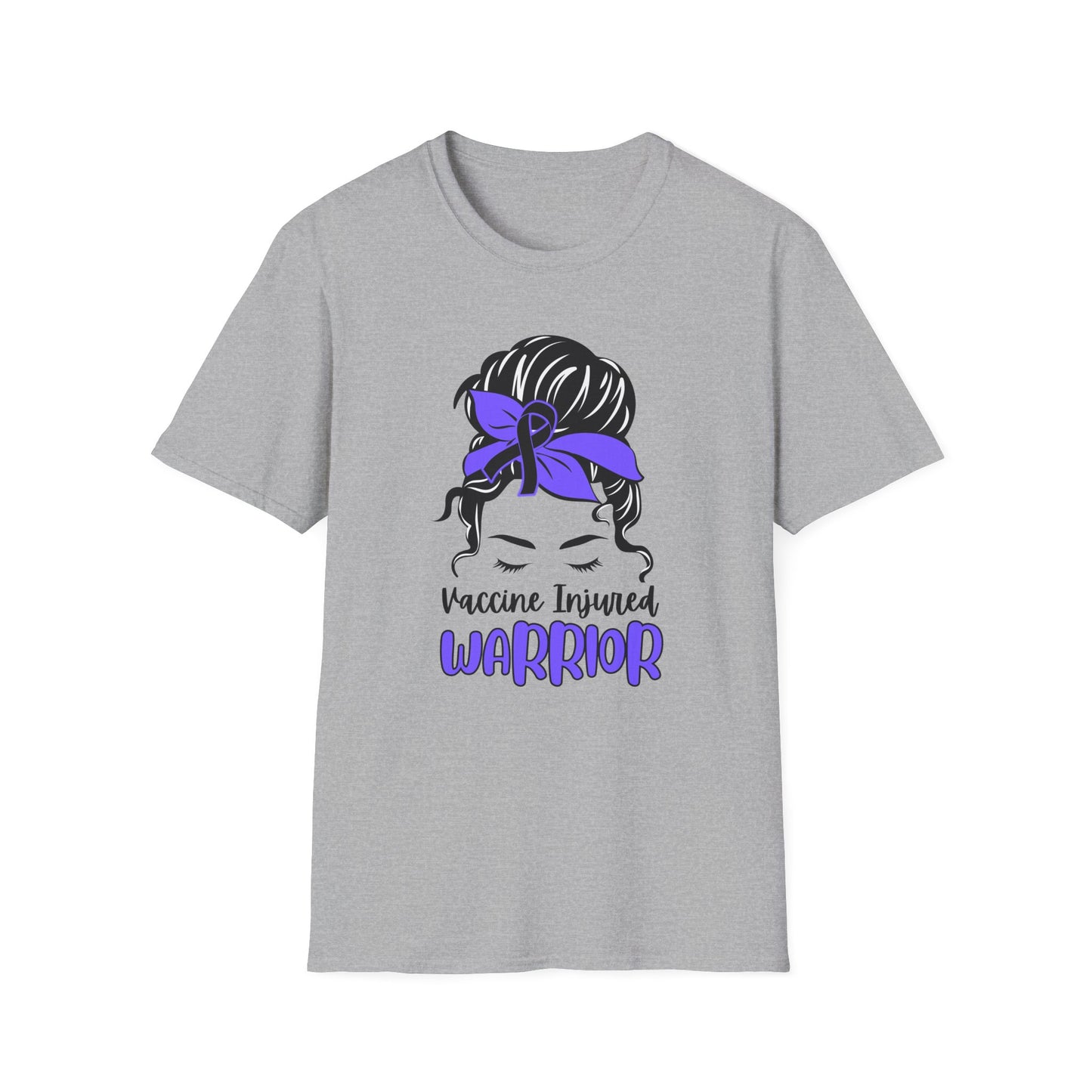 Vaccine Injured Warrior – Messy Bun Awareness Ribbon Tee