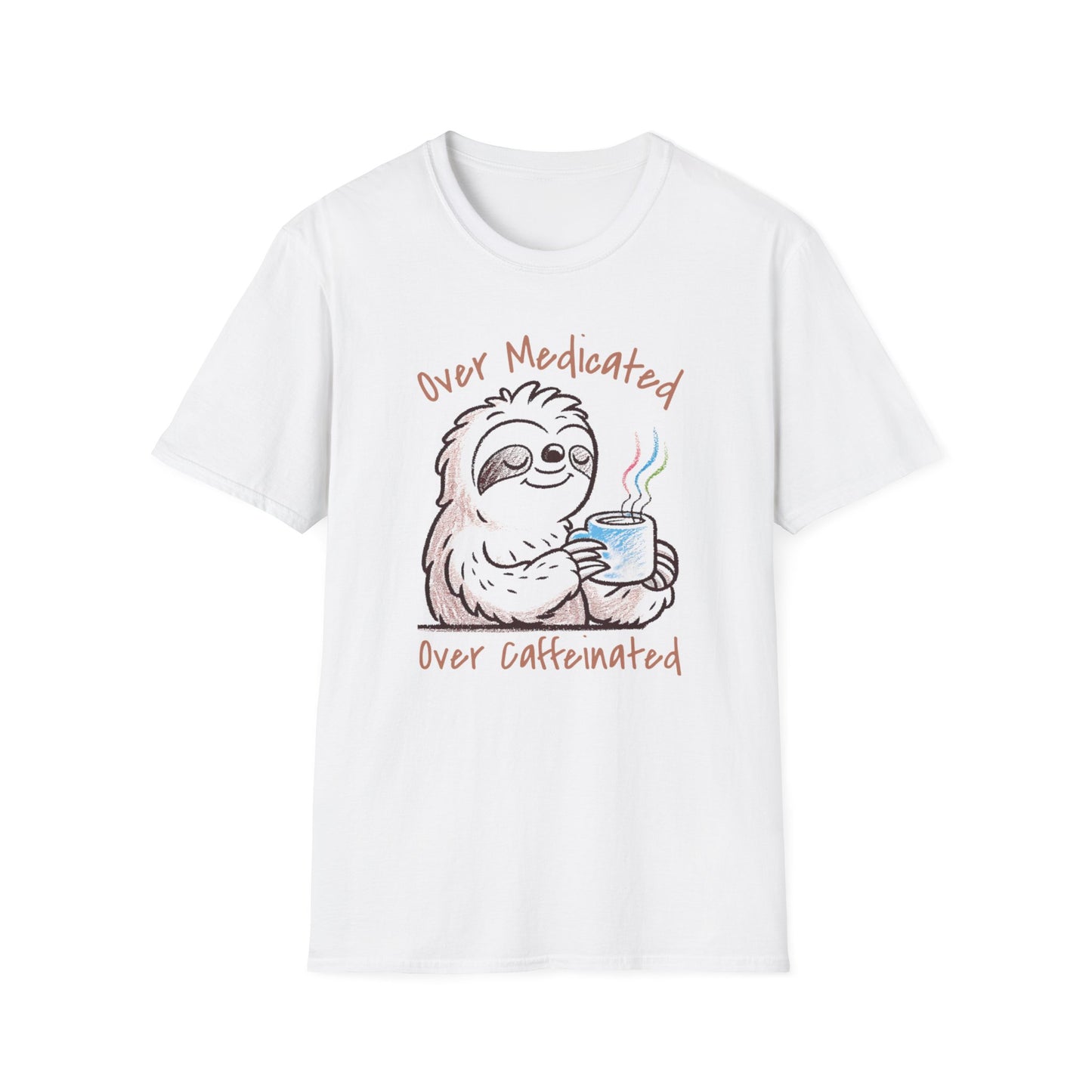 Over Medicated Over Caffeinated Tee – Chronic Illness Humor Shirt