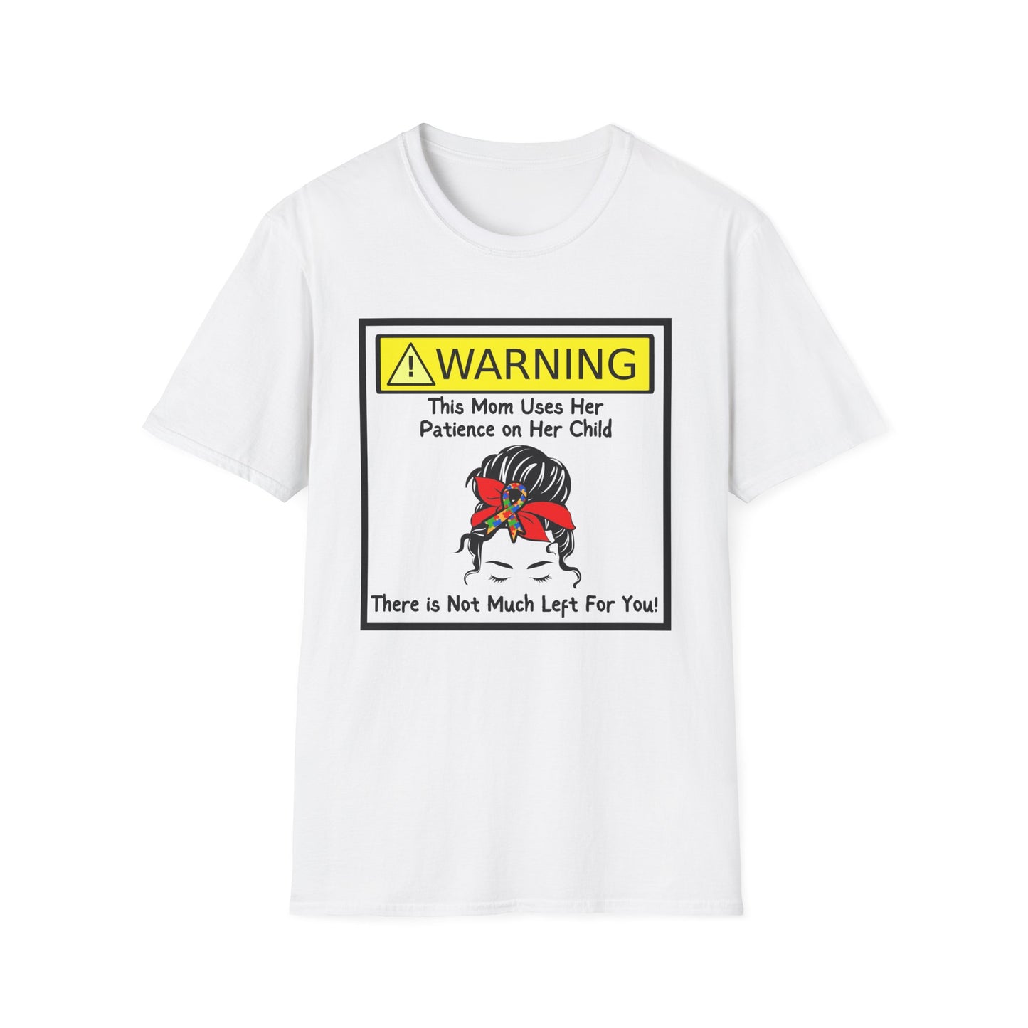 Warning Autism Mom, Not Much Patience for You Shirt (Red/Autism Bow)