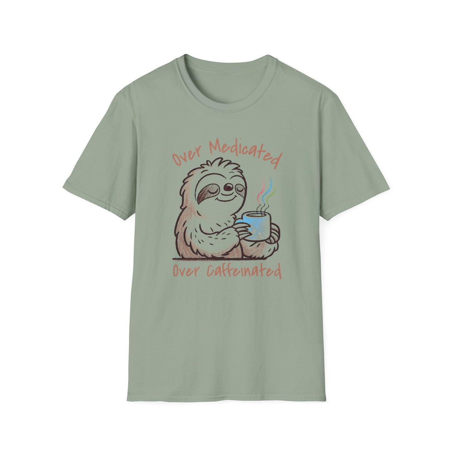 Over Medicated Over Caffeinated Tee – Chronic Illness Humor Shirt