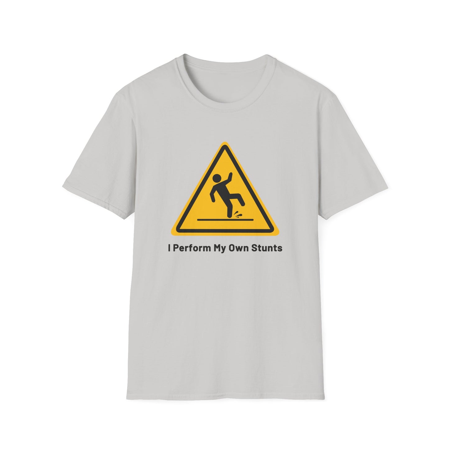 Caution I Perform All My Own Stunts Funny Falling Tee (Version 1)
