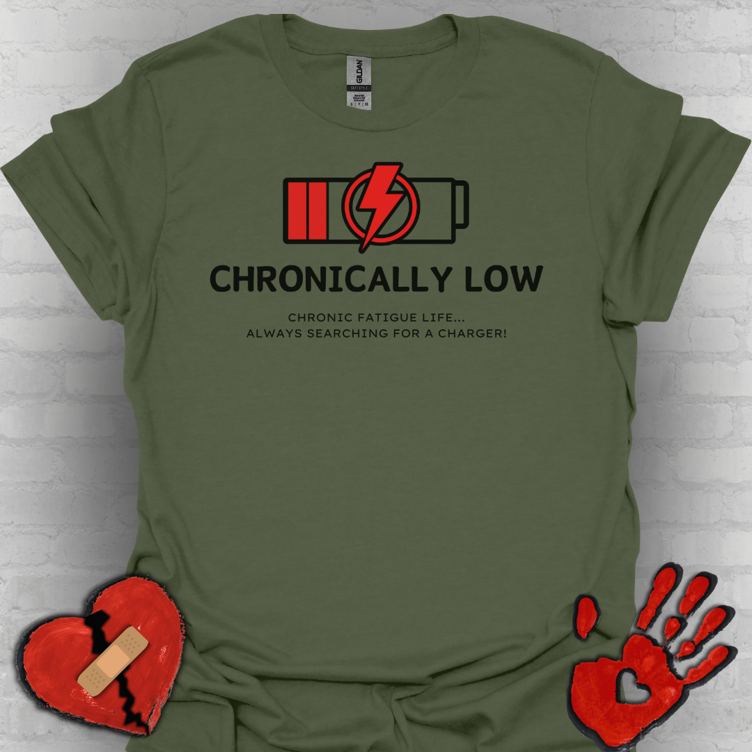 Chronically Low Battery Tee – Chronic Fatigue Life Shirt