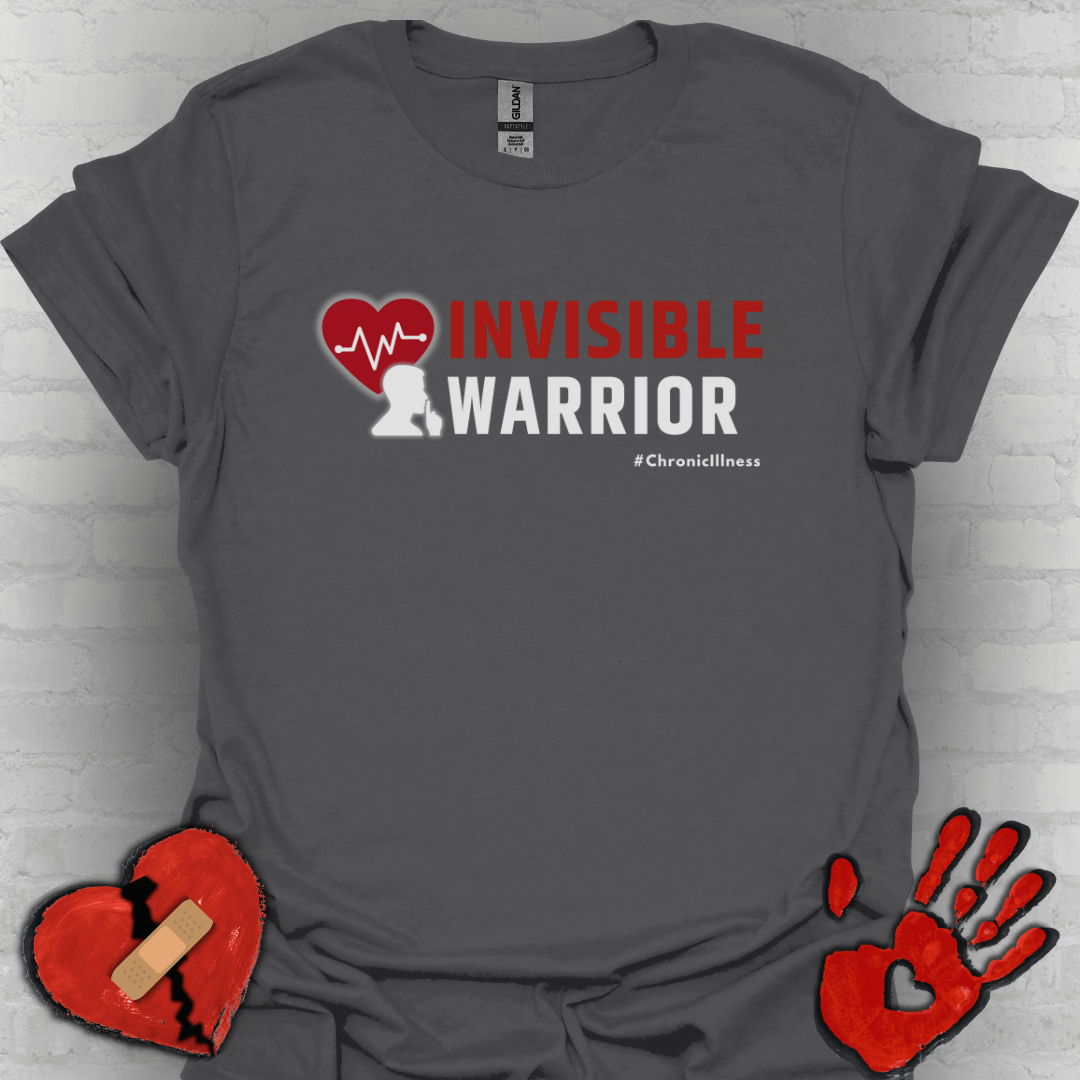 Chronic Illness Invisible Warrior- Red Design Shirt