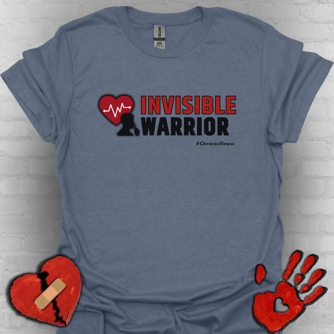 Chronic Illness Invisible Warrior- Red Design Shirt