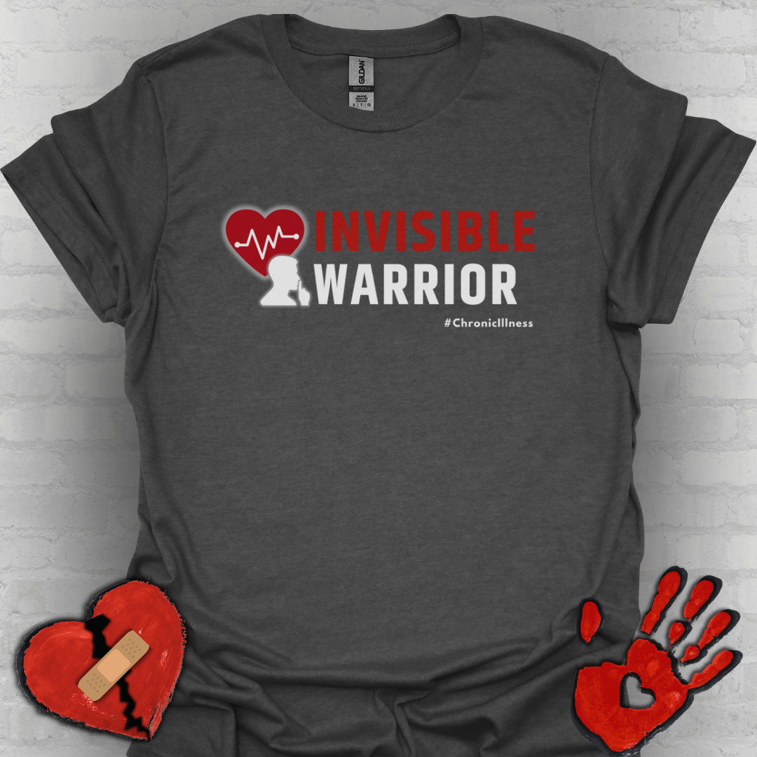 Chronic Illness Invisible Warrior- Red Design Shirt