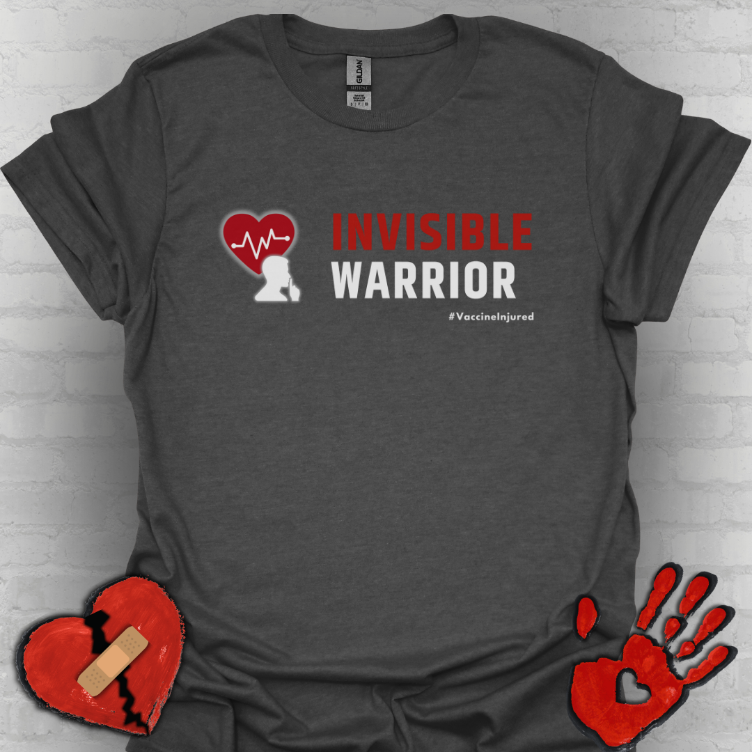 Vaccine Injured Invisible Warrior- Red Design Shirt