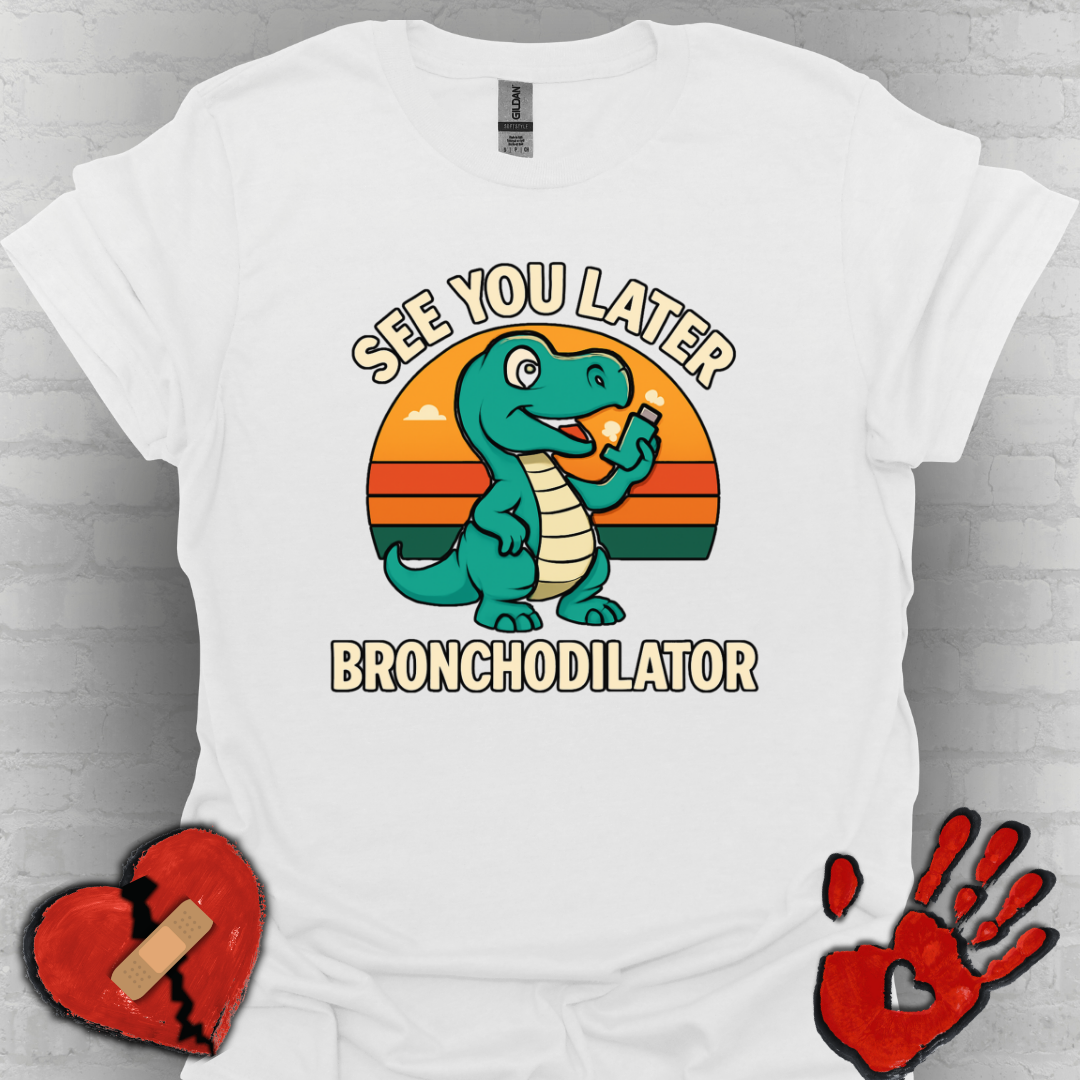 See You Later Bronchodilator – Dino Inhaler Tee