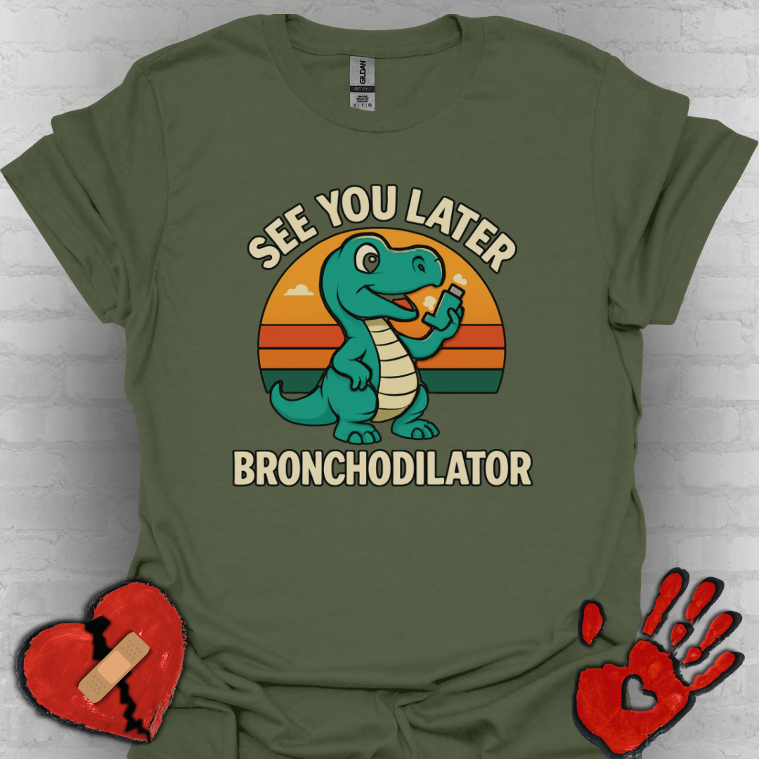 See You Later Bronchodilator – Dino Inhaler Tee