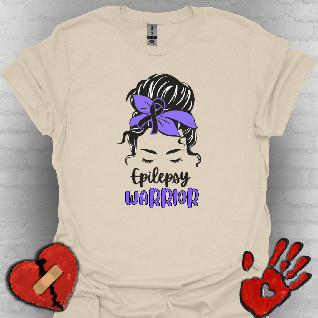 Epilepsy Warrior – Messy Bun Awareness Ribbon Tee