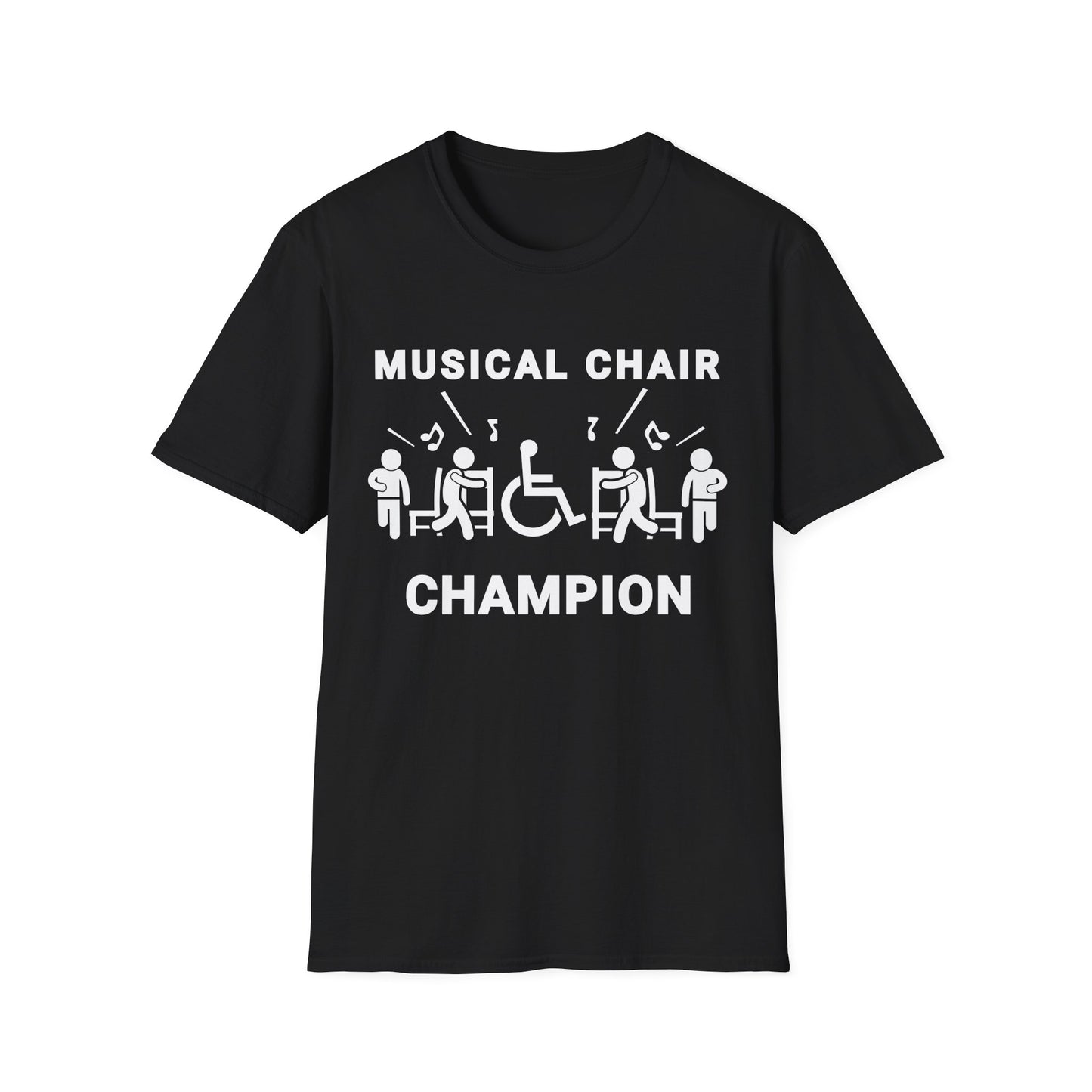 Musical Chair Champion – Wheelchair Humor Shirt