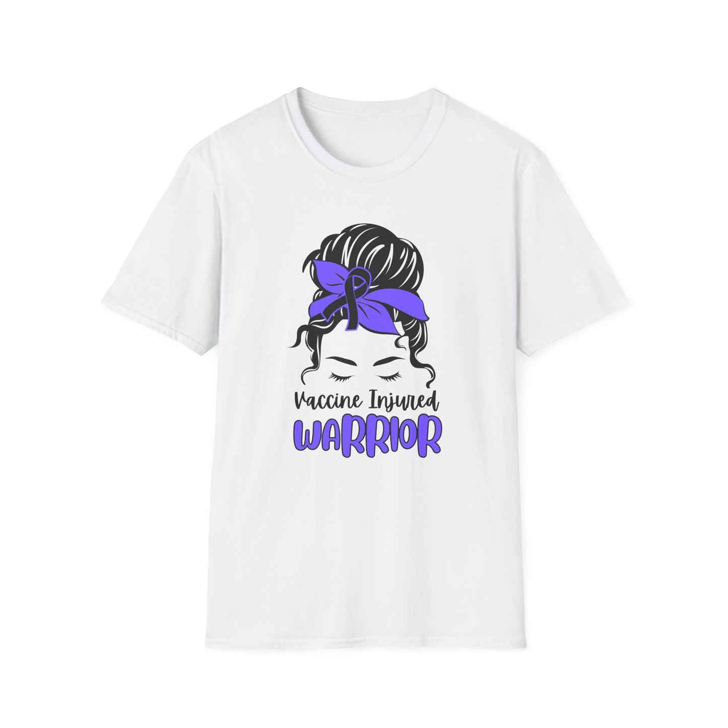 Vaccine Injured Warrior – Messy Bun Awareness Ribbon Tee