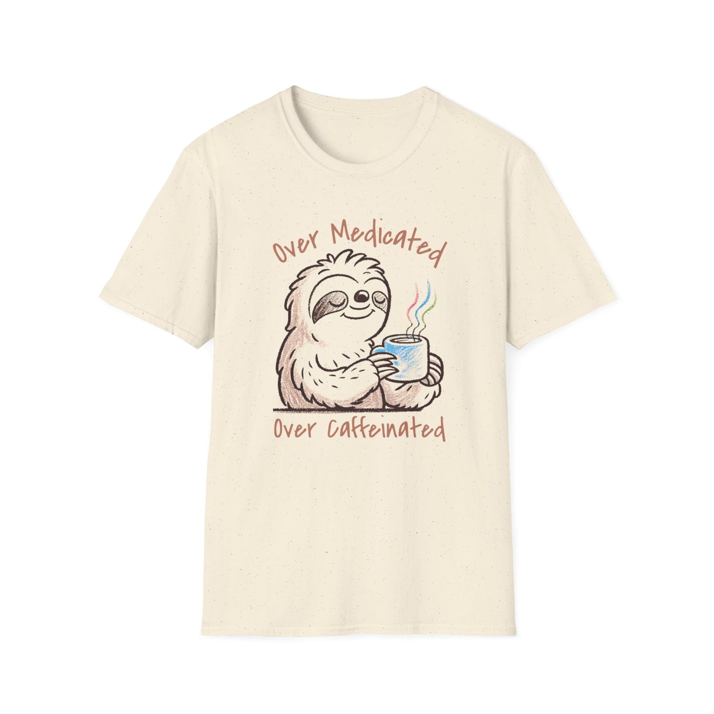 Over Medicated Over Caffeinated Tee – Chronic Illness Humor Shirt