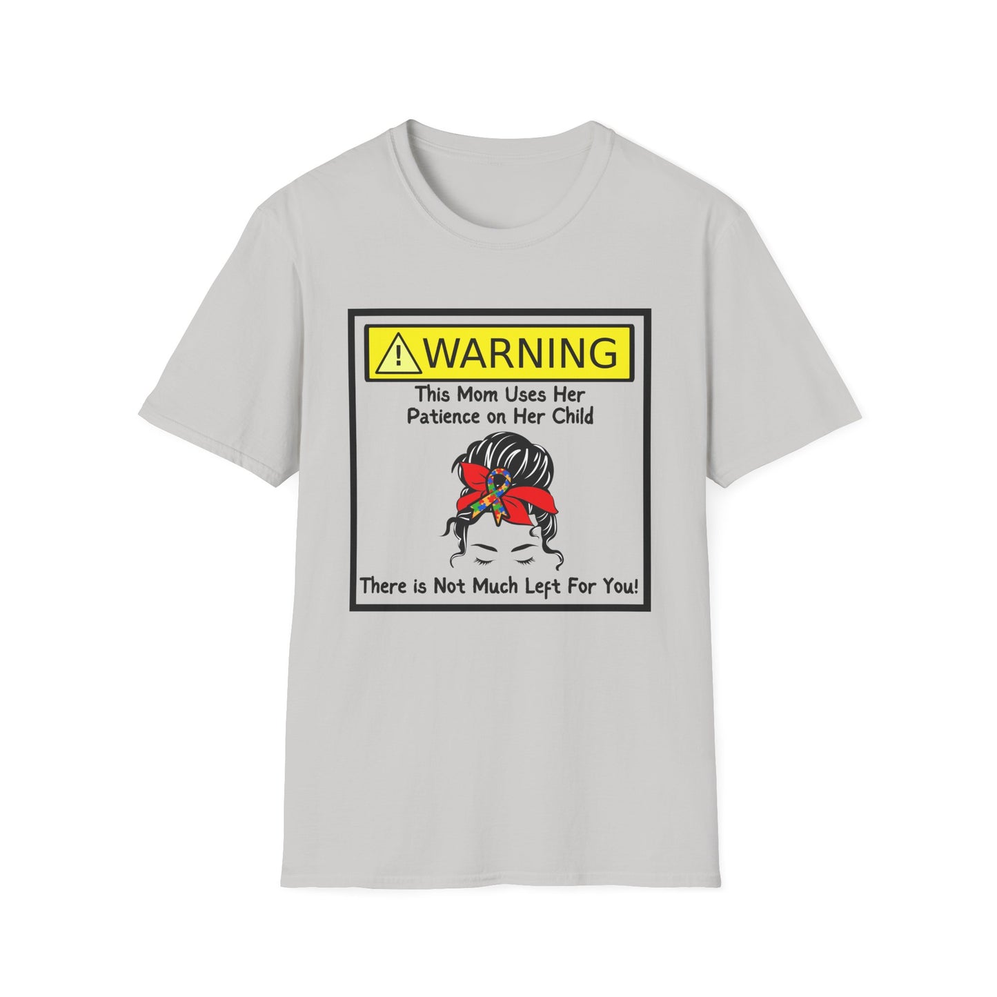 Warning Autism Mom, Not Much Patience for You Shirt (Red/Autism Bow)