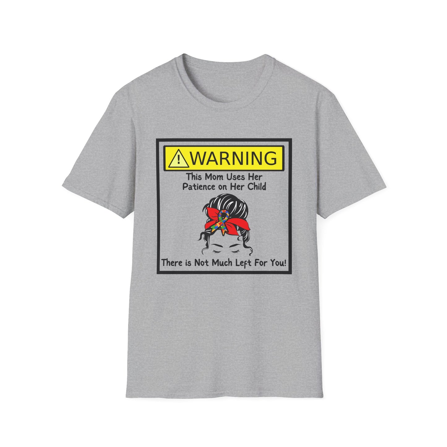 Warning Autism Mom, Not Much Patience for You Shirt (Red/Autism Bow)