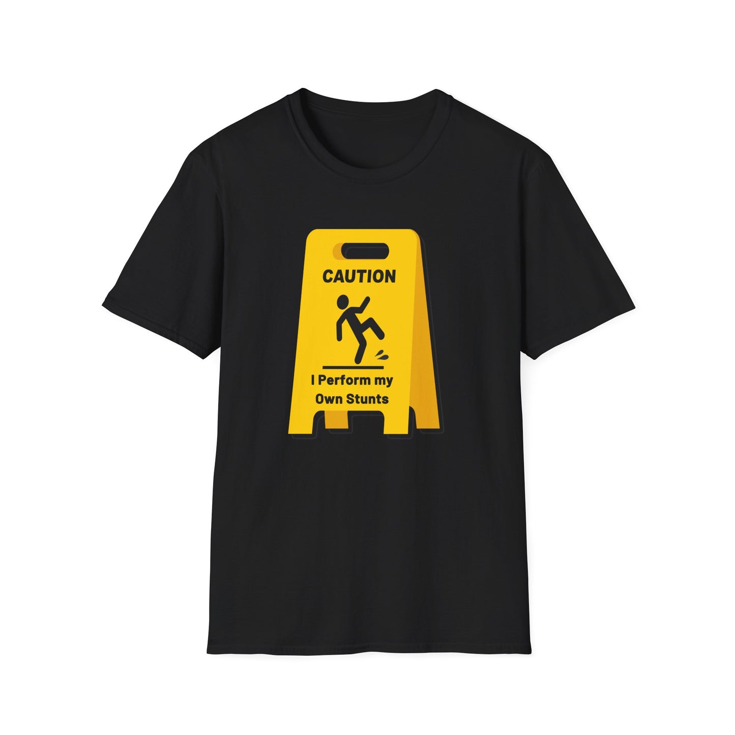 Caution I Perform All My Own Stunts Funny Falling Tee (Version 2)