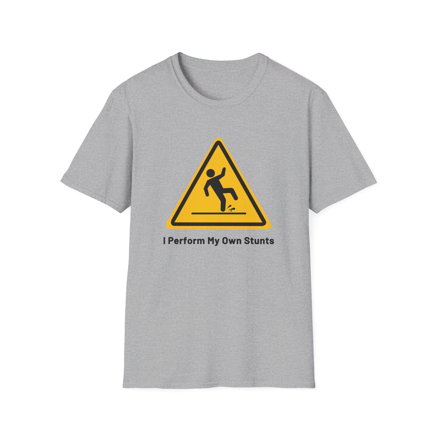 Caution I Perform All My Own Stunts Funny Falling Tee (Version 1)