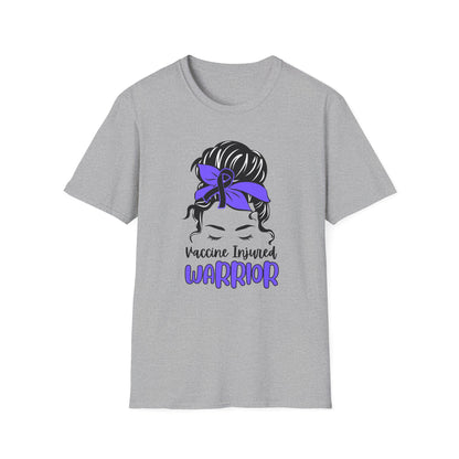 Vaccine Injured Warrior – Messy Bun Awareness Ribbon Tee