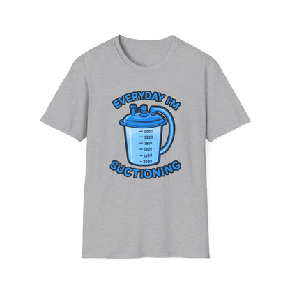 Everyday I’m Suctioning – Tracheostomy Warrior Humor Tee (Blue)