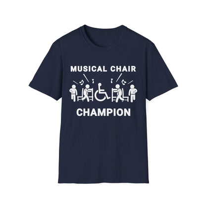 Musical Chair Champion – Wheelchair Humor Shirt
