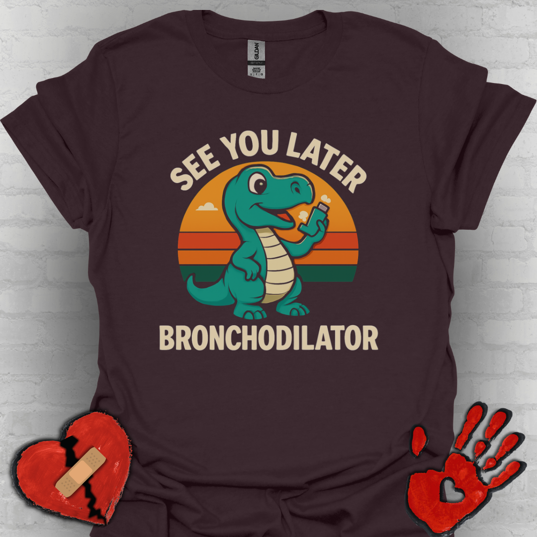 See You Later Bronchodilator – Dino Inhaler Tee