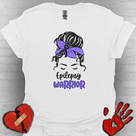 Epilepsy Warrior – Messy Bun Awareness Ribbon Tee