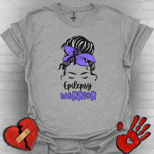 Epilepsy Warrior – Messy Bun Awareness Ribbon Tee