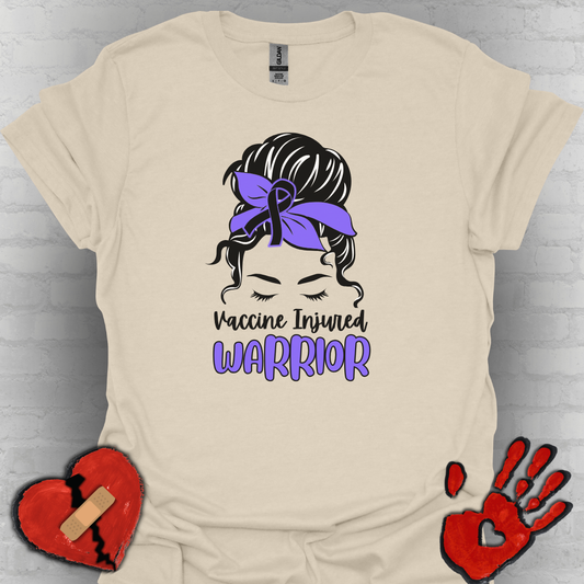 Vaccine Injured Warrior – Messy Bun Awareness Ribbon Tee