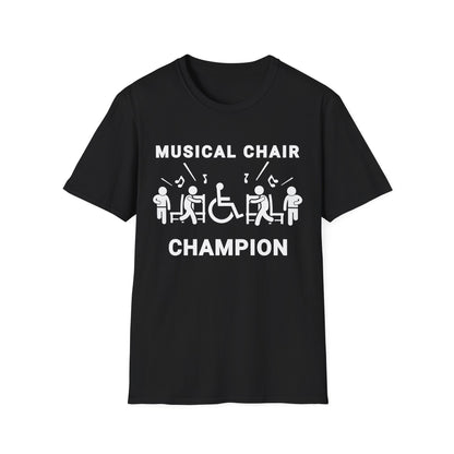 Musical Chair Champion – Wheelchair Humor Shirt
