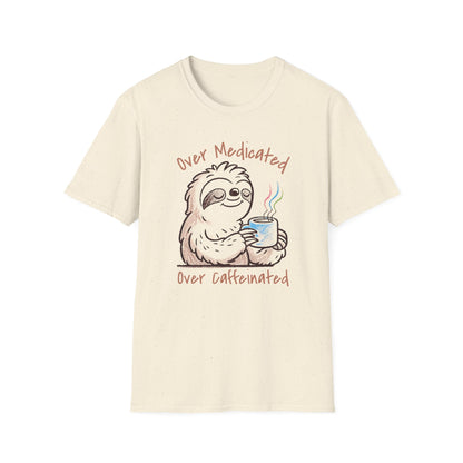Over Medicated Over Caffeinated Tee – Chronic Illness Humor Shirt